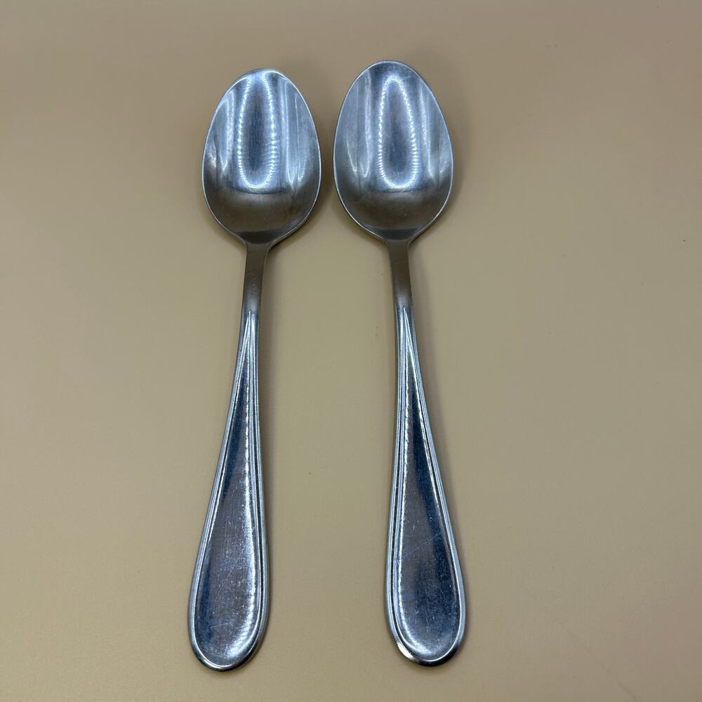 2 Place Oval Soup Spoon Malibu Satin by Cambridge Silver 8"  Satin, Bevel Edge